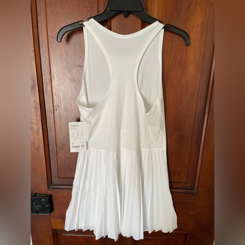 ATHLETA Women's Match Point Pleated tennis Dress, NWT, small, White